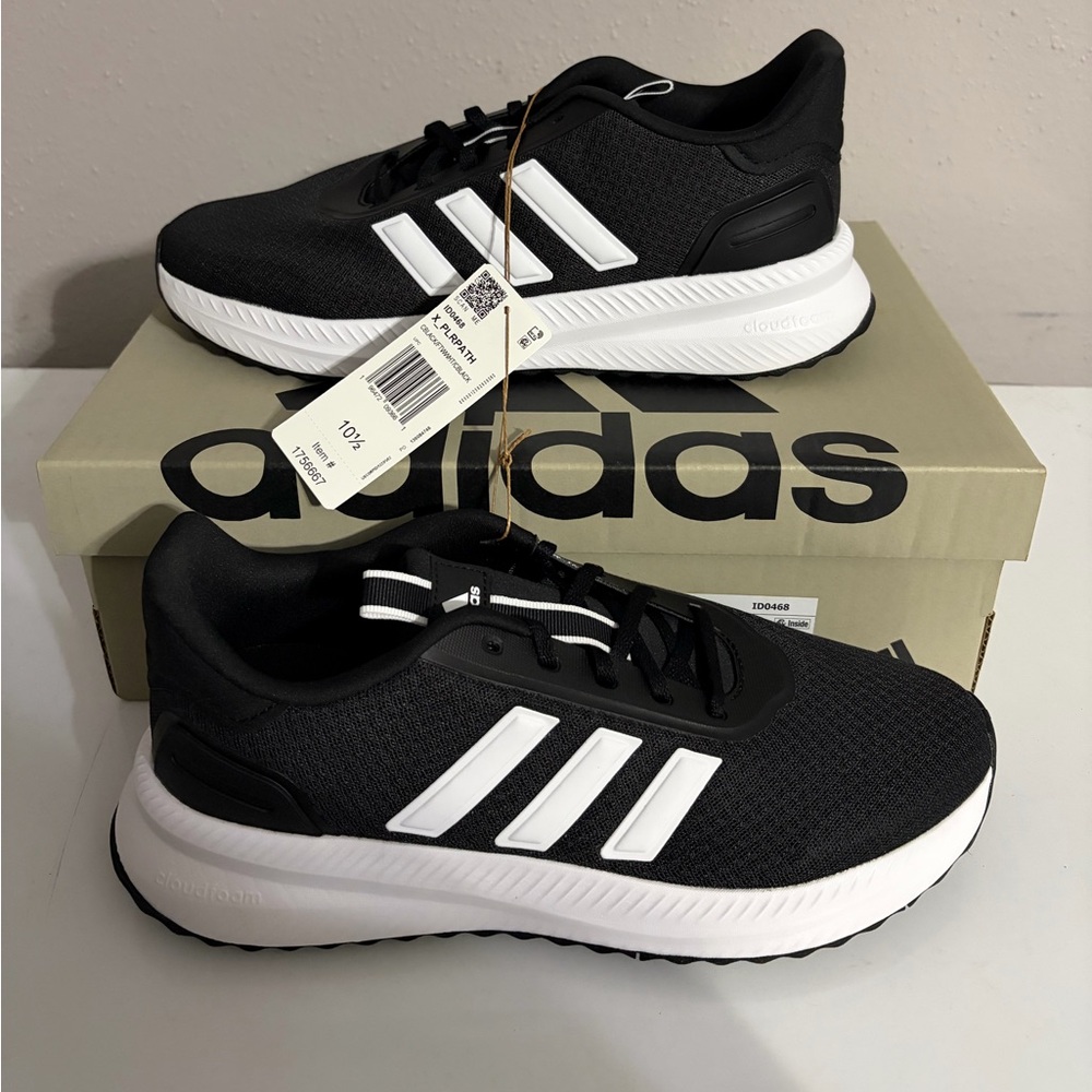 NEW Adidas PLRPATH Cloudfoam Running Shoes Men's, Black & White Sneakers.